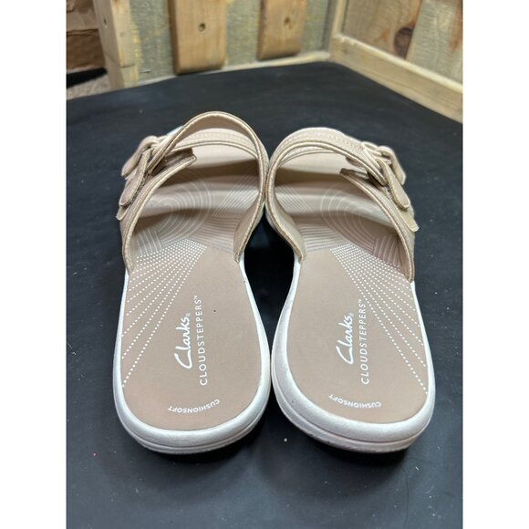 Clarks Cloudsteppers Breeze Maye Sandals NWT Cushion Soft Beige Tan Size 9 - Picture 4 of 7